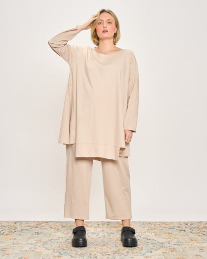 Maxi Flared Sweater with Staggered Hem