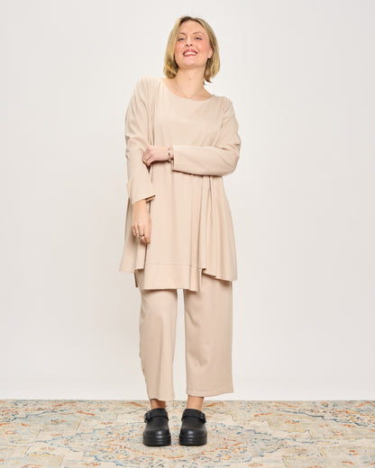 Maxi Flared Sweater with Staggered Hem