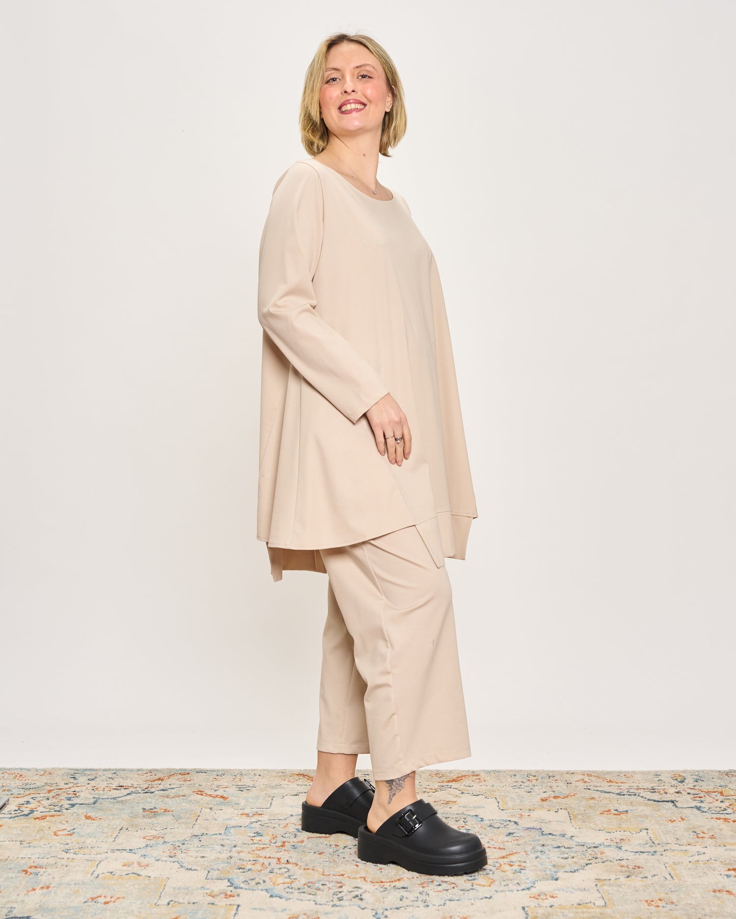 Maxi Flared Sweater with Staggered Hem