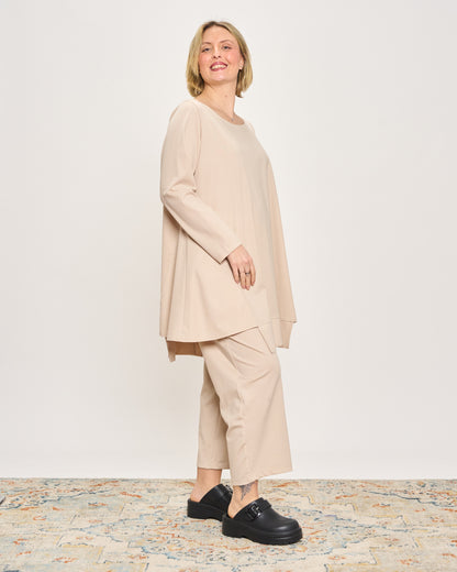 Maxi Flared Sweater with Staggered Hem