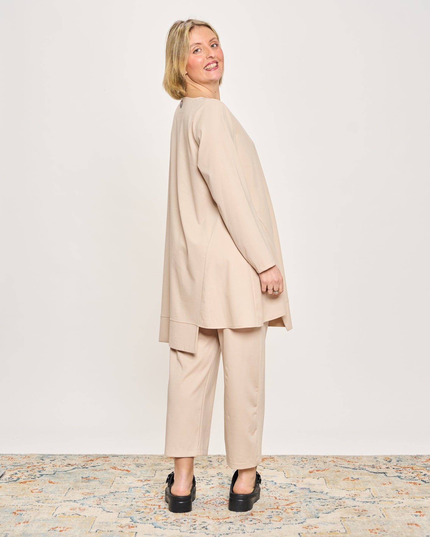 Maxi Flared Sweater with Staggered Hem