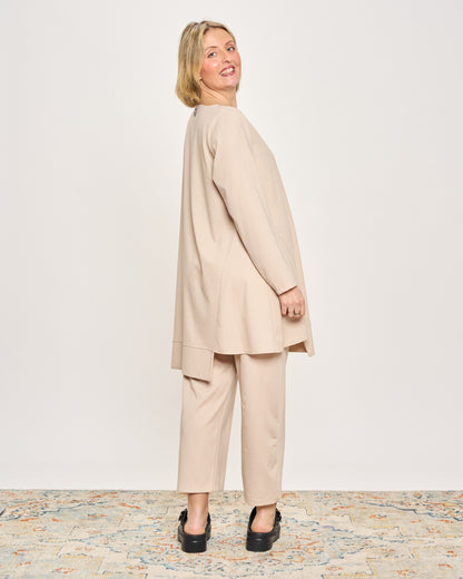 Maxi Flared Sweater with Staggered Hem