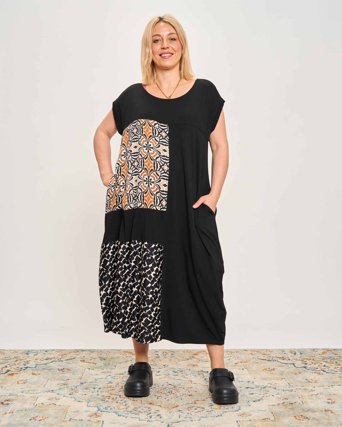 Long Dress with Patterned Patchwork