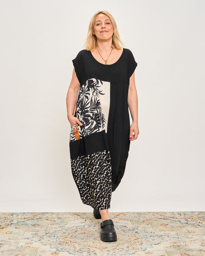 Long Dress with Patterned Patchwork