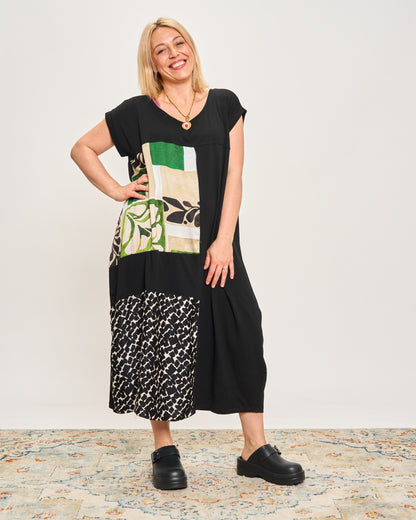 Long Dress with Patterned Patchwork