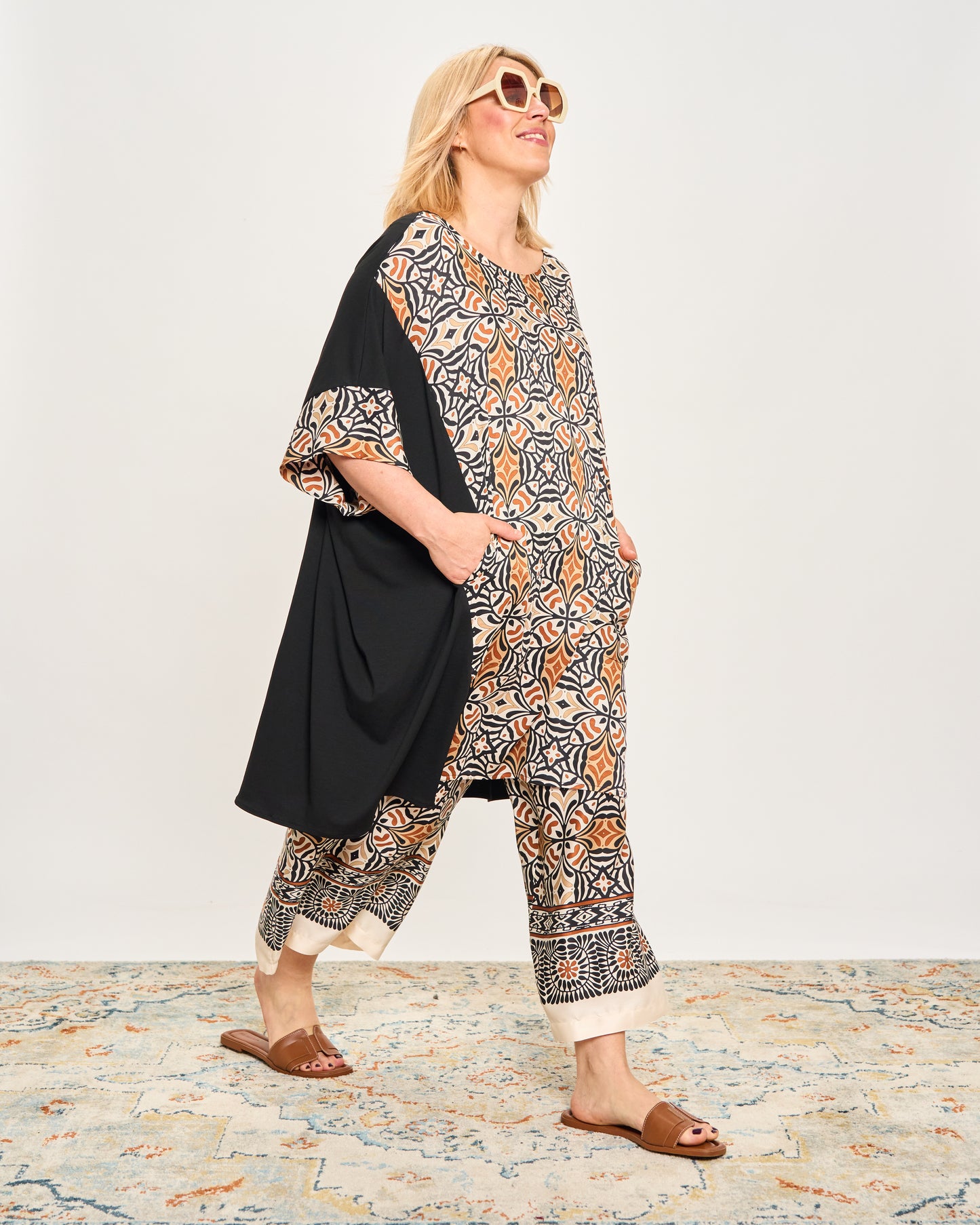 Maxi-Shirt in Patterned Double Fabric