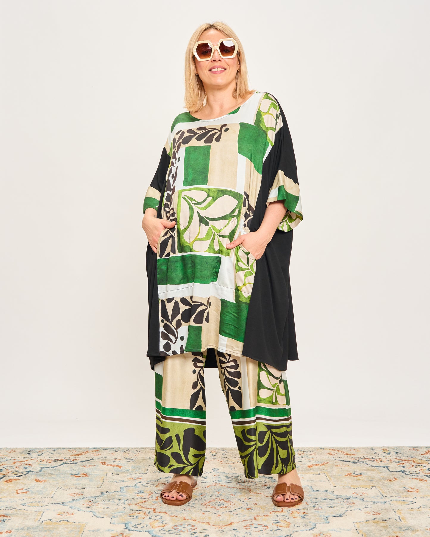 Pantalone Crop in Viscosa Stampata