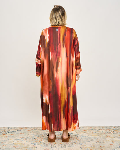 Oversized Flared Dress with Polo Opening
