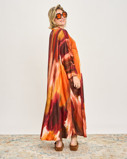 Oversized Flared Dress with Polo Opening