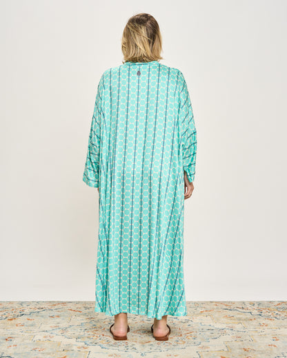 Oversized Flared Dress with Polo Opening