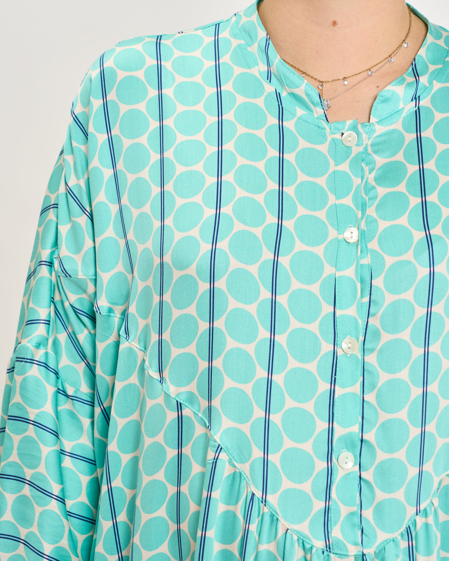 Oversized Flared Dress with Polo Opening