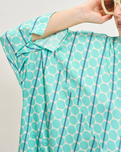Oversized Flared Dress with Polo Opening