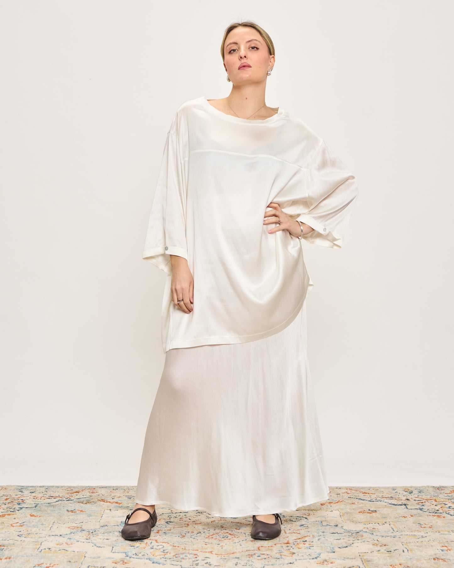 Flared Satin Skirt