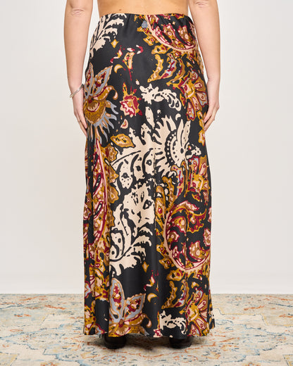 Flared Satin Skirt with Pattern
