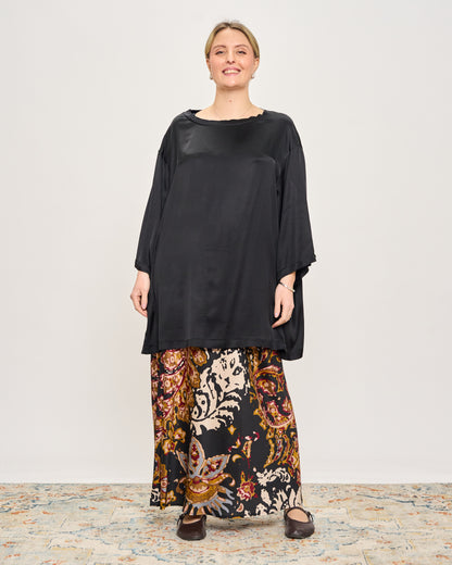 Flared Satin Skirt with Pattern