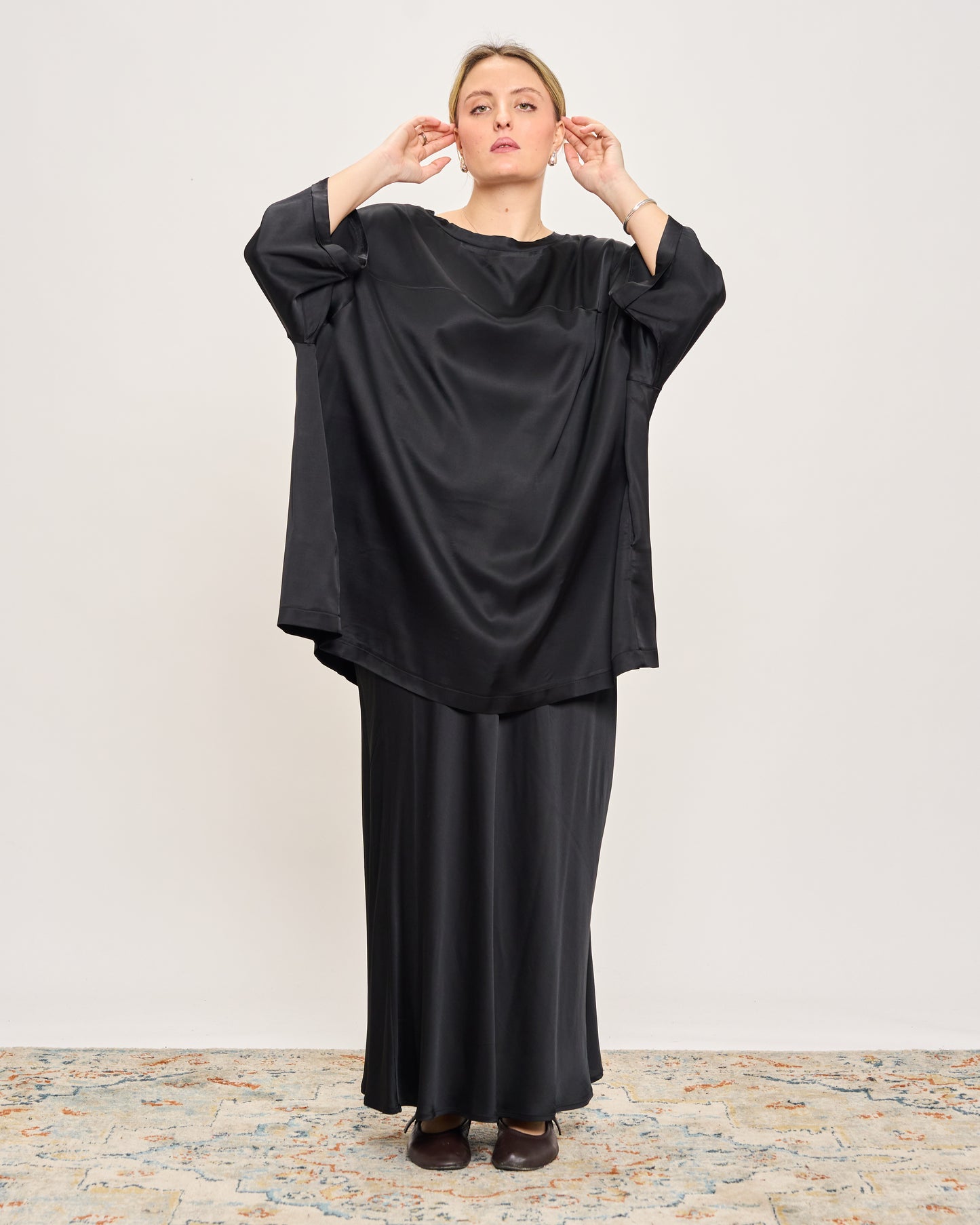 Flared Satin Skirt