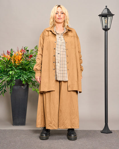 Long Faux Suede Shirt