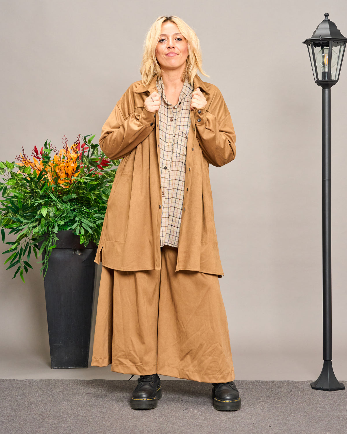 Long Faux Suede Shirt