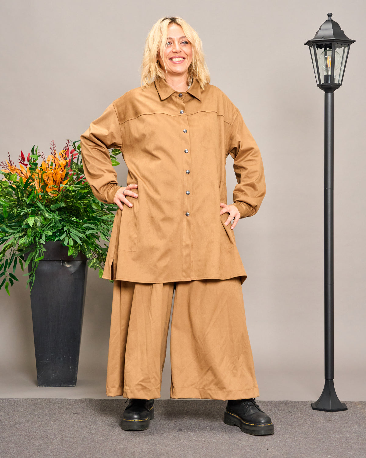 Long Faux Suede Shirt