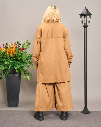 Long Faux Suede Shirt