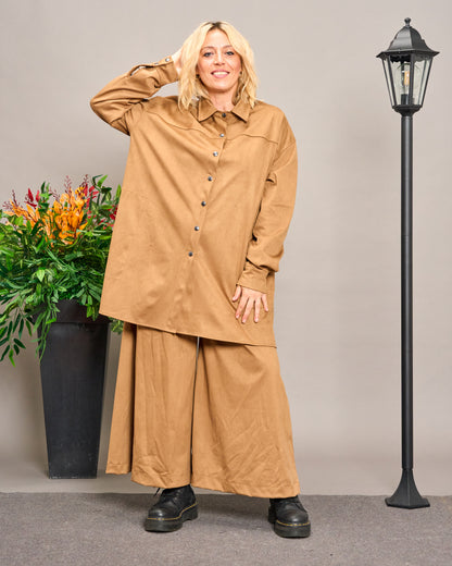 Long Faux Suede Shirt