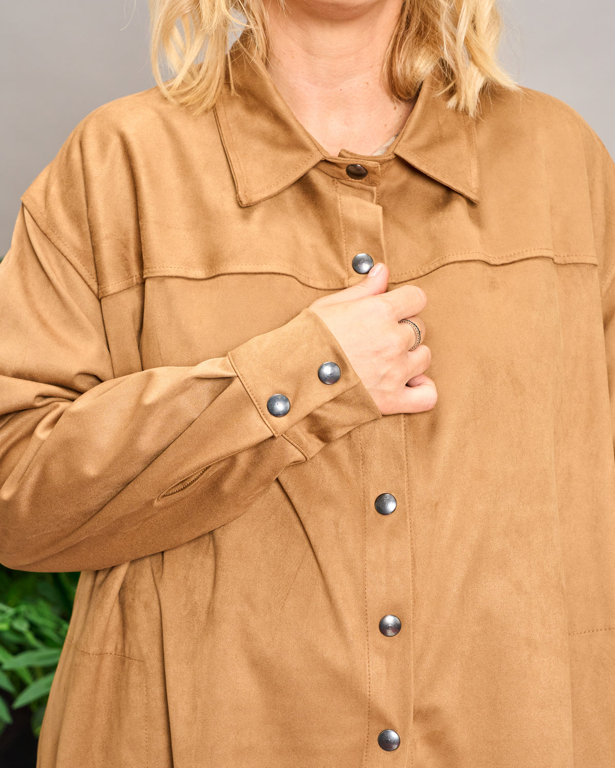Long Faux Suede Shirt