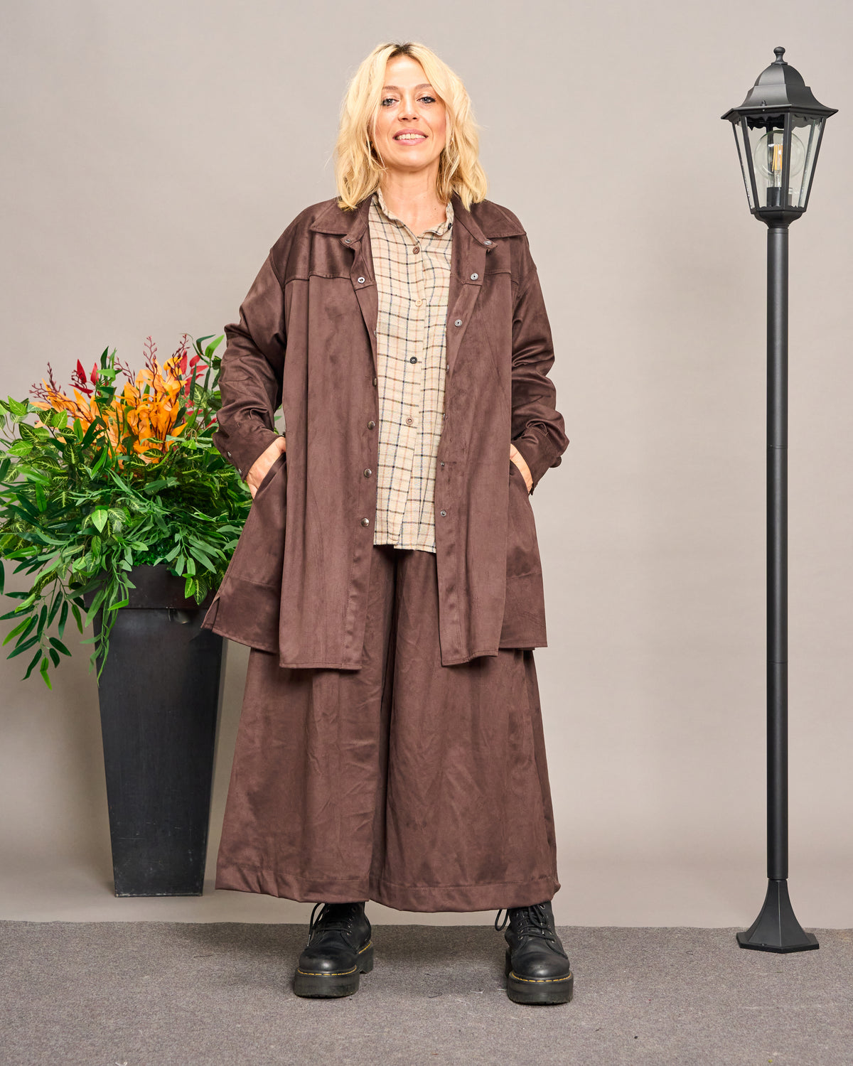 Long Faux Suede Shirt