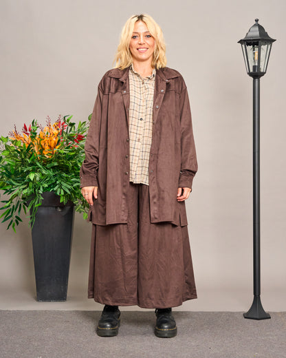 Long Faux Suede Shirt
