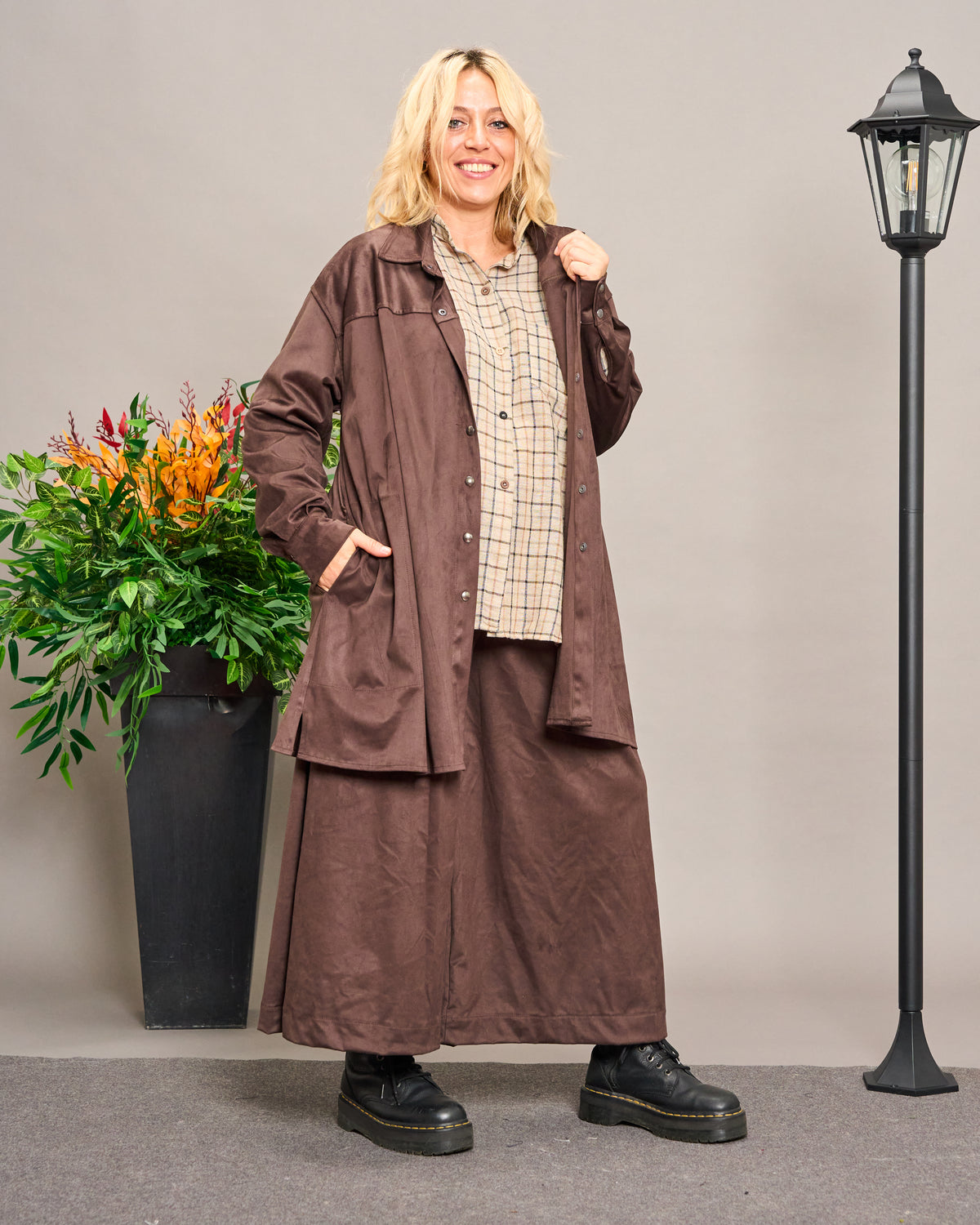 Long Faux Suede Shirt