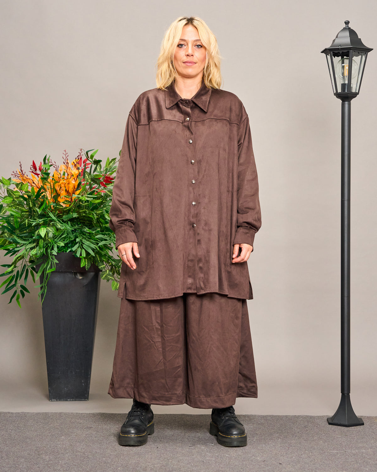 Long Faux Suede Shirt