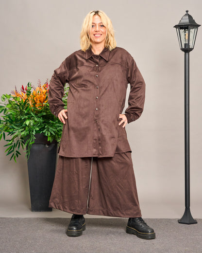 Long Faux Suede Shirt