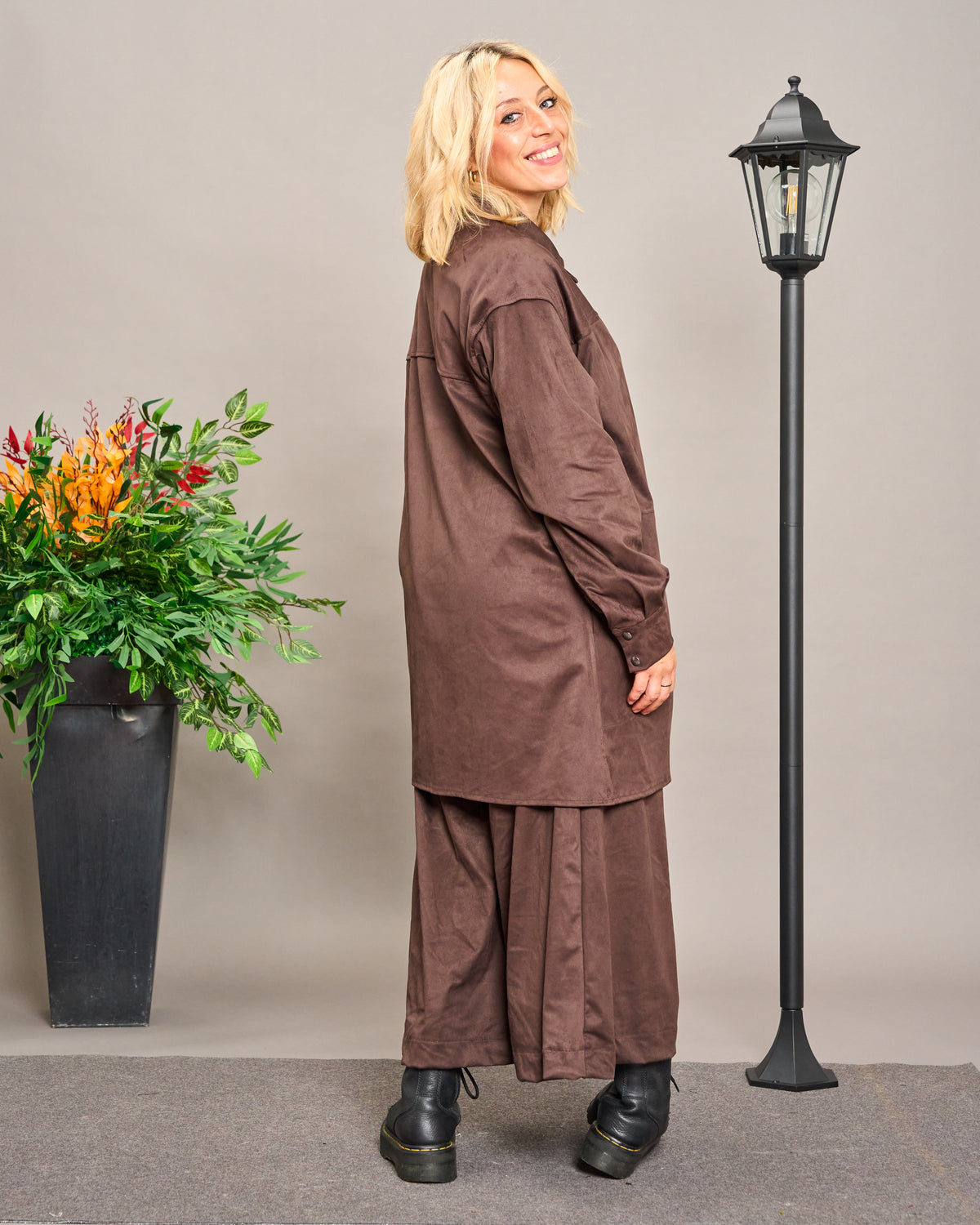 Long Faux Suede Shirt