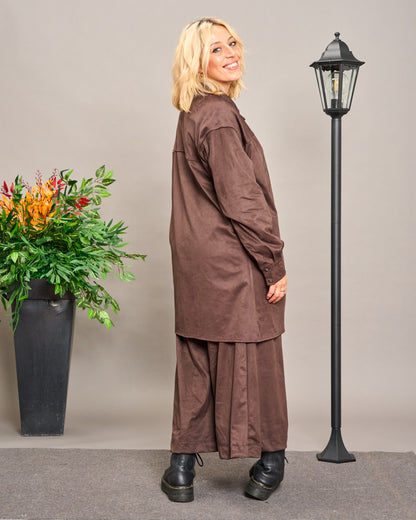 Long Faux Suede Shirt