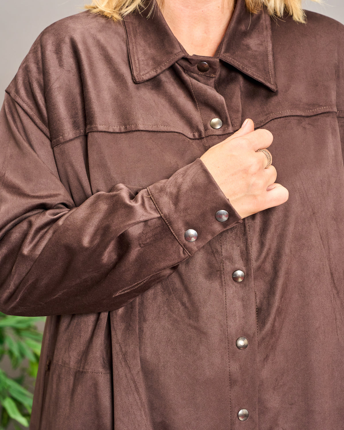 Long Faux Suede Shirt